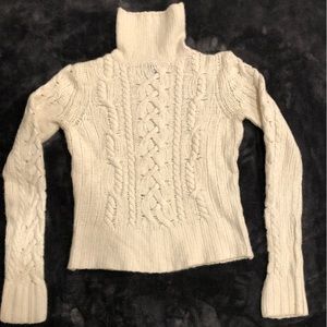 Abercrombie & Fitch Cable Knit Turtle Neck Sweater, Cream, size L